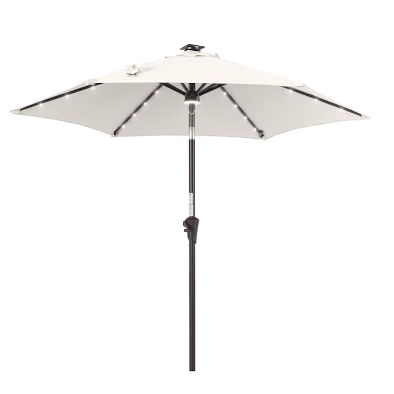 BONOSUKI Solar LED Patio Umbrella with Metal Frame for Modern Patio Living - 10' x 13' - Grey