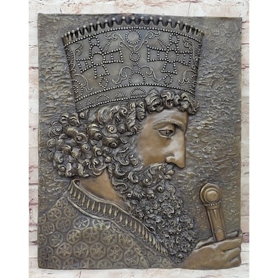 Cyrus The Great Persia Dynasty Wall Mount Genuine Bronze Sculpture Signed Statue