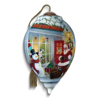 Curata SantaS Toy Shop By Lisa Alderson Hand-Painted Glass Ornament