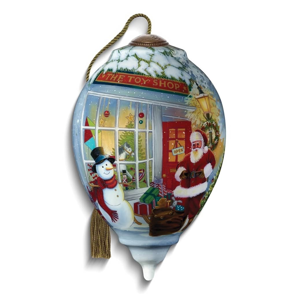 Curata SantaS Toy Shop By Lisa Alderson Hand-Painted Glass Ornament