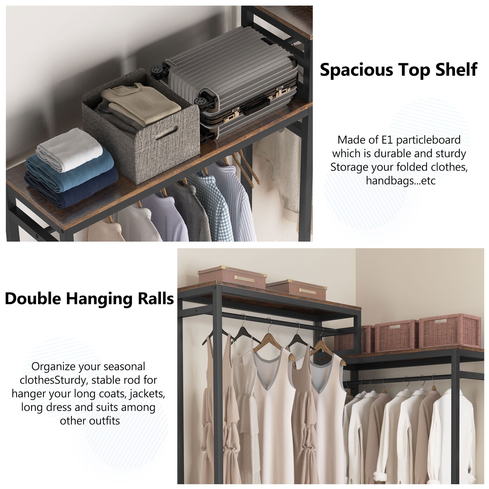 Free-Standing Closet Organizer Double Hanging Rod Clothes Garment Racks -  Bed Bath & Beyond - 30537676