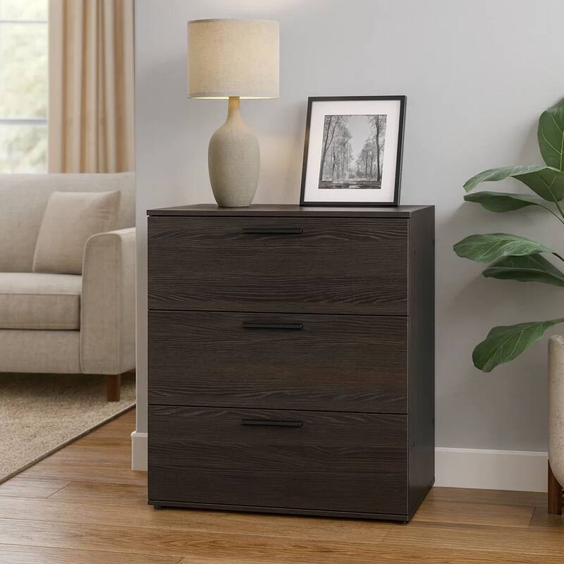 Moru Modular Jumbo Chest, 3 Drawers, Espresso Brown Wood Grain Details