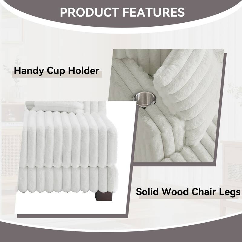 41.7" W Upholstered Plush Corduroy Chaise Lounge with Pillows