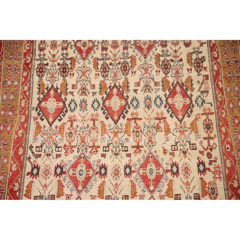 Vegetable Dye Shiraz Kashkoli Persian Antique Rug Handmade Wool Carpet - 3'4"x 4'10"