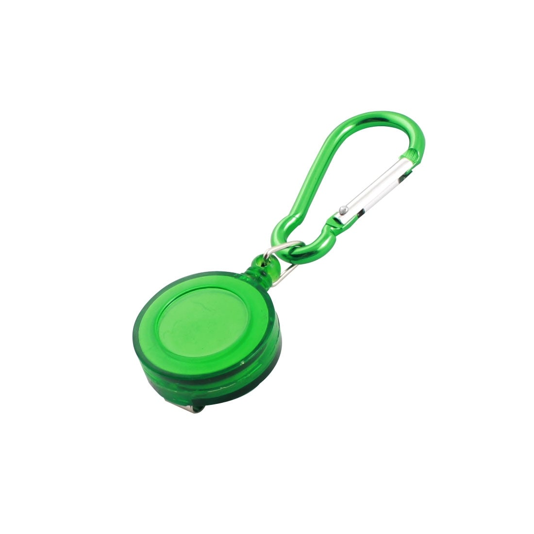 Green D Shaped Carabiner Retractable Cord Badge Reel Keychain 3.5
