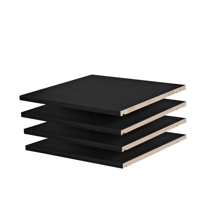 Palace Imports 100% Solid Wood Set of 4 Small Shelves for Family Wardrobe Armoires - Java