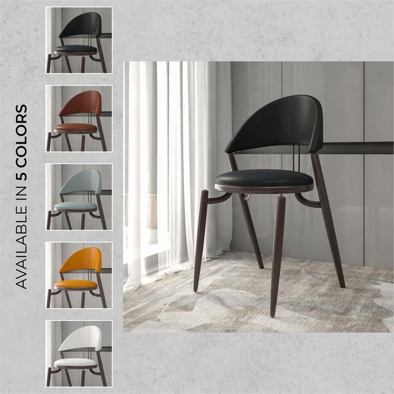 Venice Series Modern Leather Dining Chair - Curved Open Back Accent Chair - Industrial Metal Leg Restaurant & Home Seating