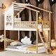 preview thumbnail 2 of 25, Twin Over Twin Bunk Bed Wood Bed with Roof, Window and Ladder, Quality Structure, Space-saving