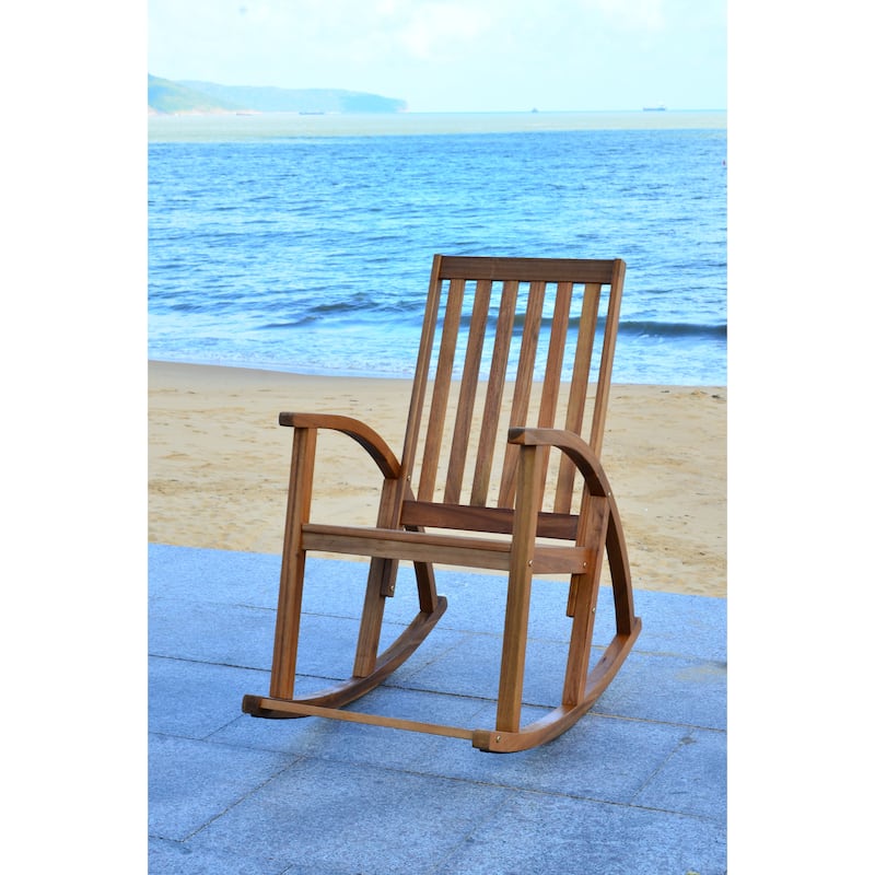 SAFAVIEH Outdoor Nevaeh Acacia Wood Rocking Chair - 26W x 45D x 34H