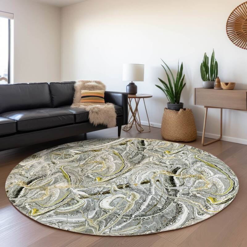 Premium Washable Super Soft Abstract Contemporary Mayfield Rug - Multi - 8' x 8' - Round