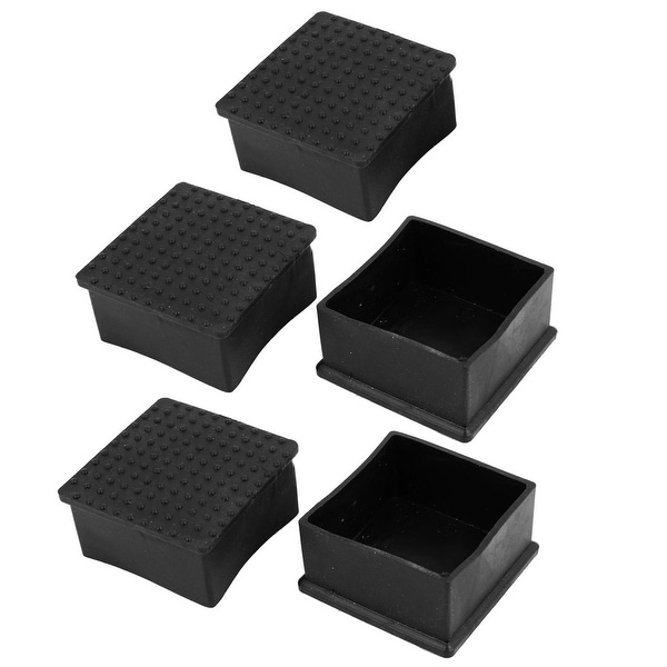 Rubber Square Cover Caps for Chair Table Leg Foot 60mmx60mm 5 Pcs Black 2.7