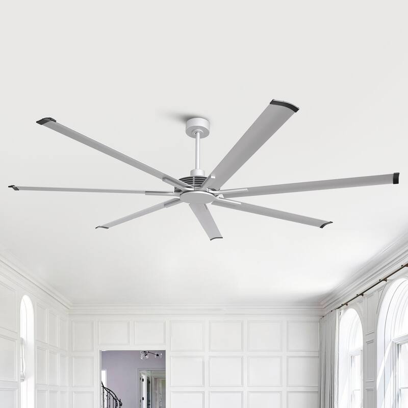 Ceiling Fan Modern 84" Industrial 7-Blade Silver Metal