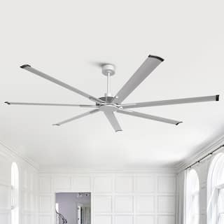 Ceiling Fan Modern 84" Industrial 7-Blade Silver Metal