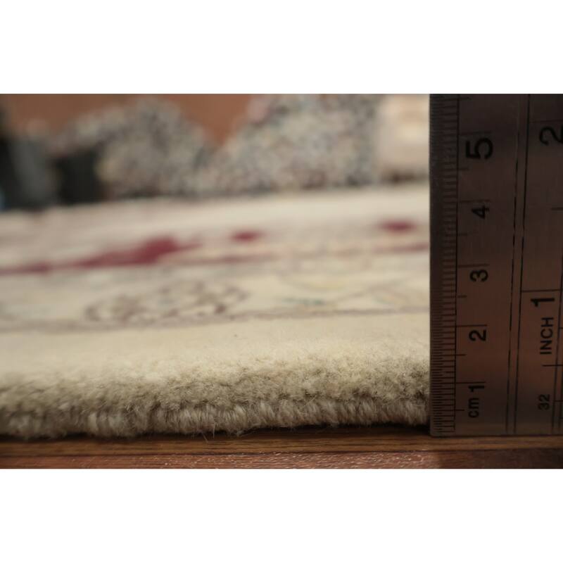 Hand Knotted Oriental 100% Wool Carpet Traditional Floral Beige & Ivories Tabriz Area Rug - 12' 2'' X 9' 2''