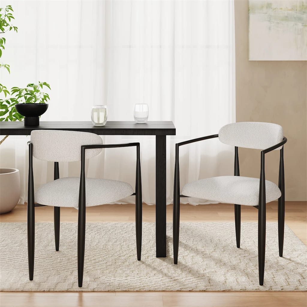 Modern Fabric Upholstered Back Armchair Dining Chair (Set of 2)