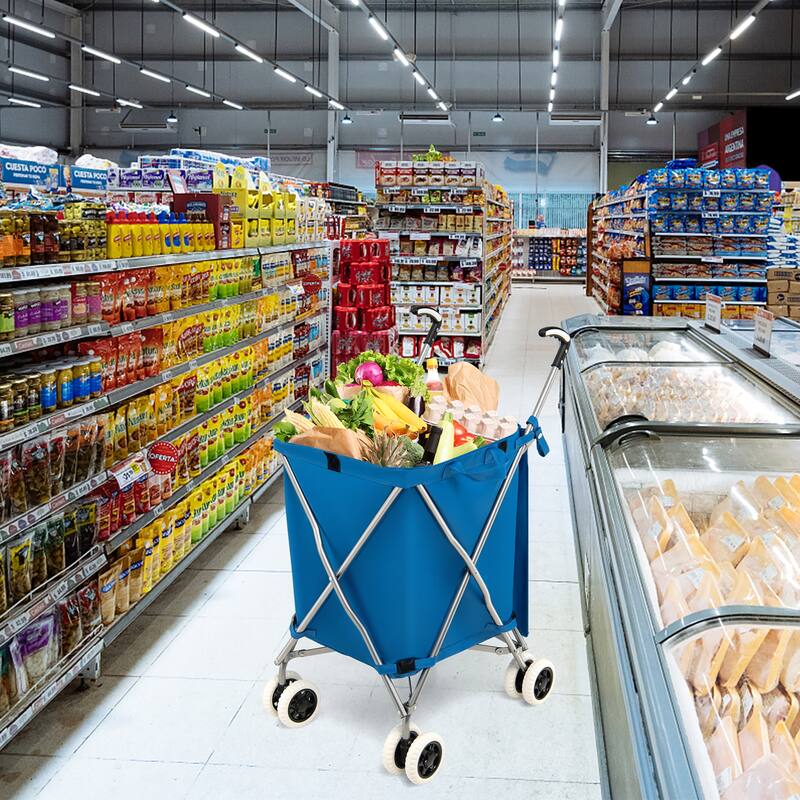 Costway Folding Shopping Cart Utility w/ Water-Resistant Removable