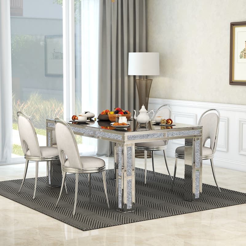 Rectangular Dining Table with Crushed Diamond