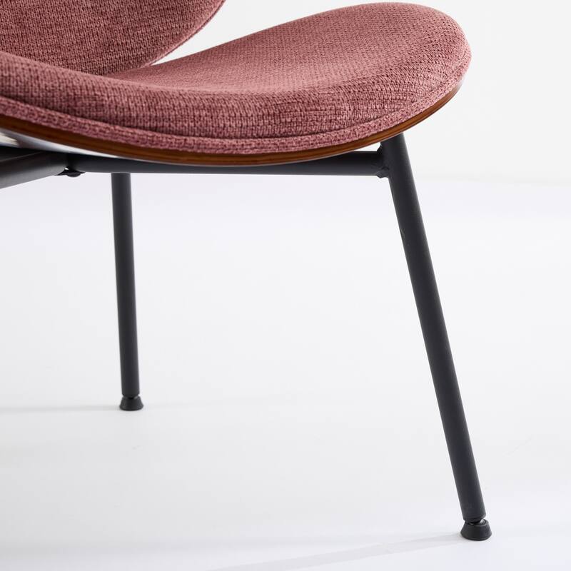 GDF Studio - Shells Mid-Century Modern Fabric Lounge Chair with Walnut Wood Base and Comfortable Curved Backrest