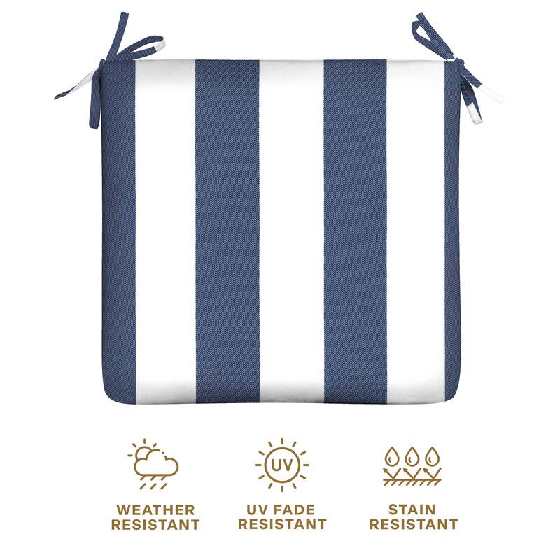 Outdoor Universal Seat Cushion (2-Pack) - 18" wide x 17.5" deep x 2.5" thick