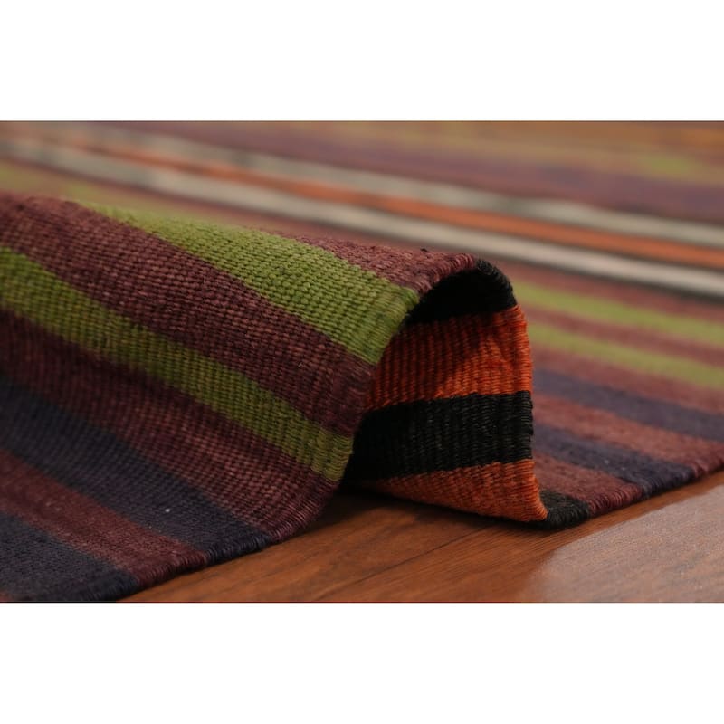 Hand Woven Oriental 100% Wool Carpet Southwestern Geometric Multi-Colored Kilim Area Rug - 6' 8'' X 5' 3''
