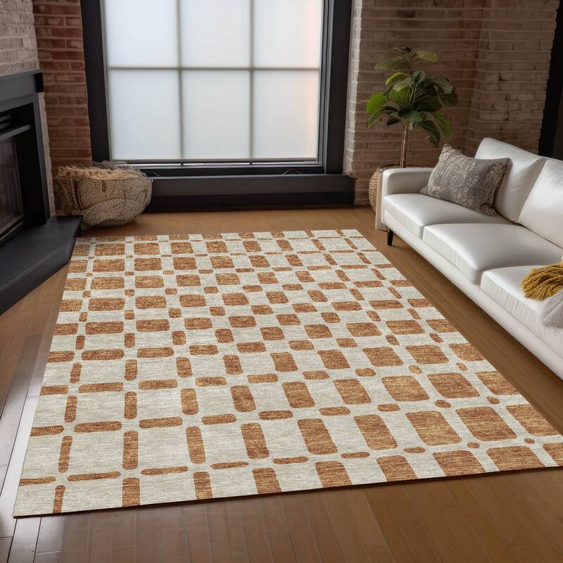 Machine Washable Indoor/ Outdoor Chantille Geo Contemporary Rug