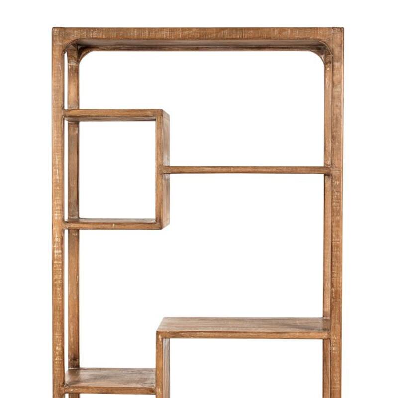 Tuley Bookshelf Etagere, 6 Shelves, Natural Gray Rustic Wood, 70 Inch