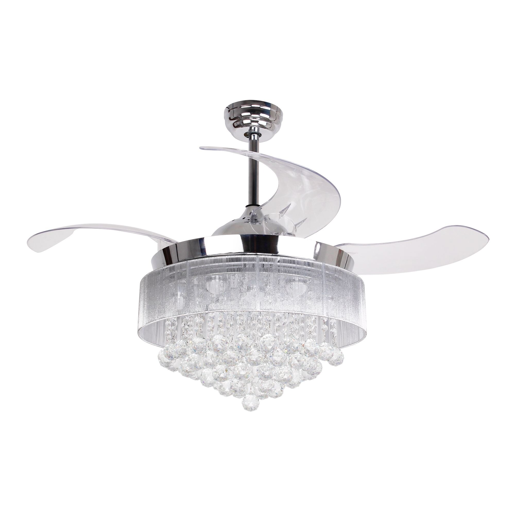 Shop Modern 46 Inch Foldable 4 Blades Led Ceiling Fans Crystal