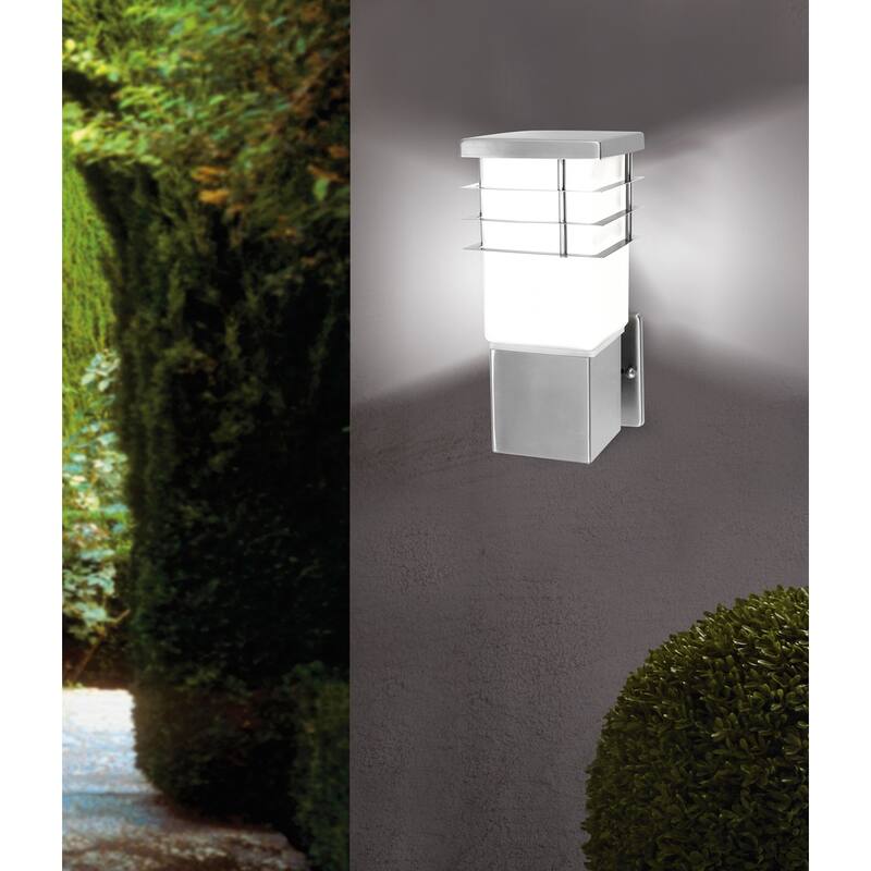 Eglo Calgary 1-light Stainless Steel Outdoor Wall Light with Opal Frosted Glass