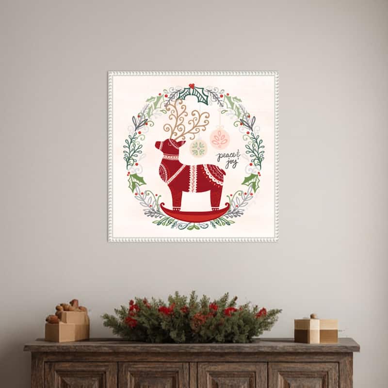 Hygge Christmas II by Noonday Design (22 x 22 in.), Framed Canvas Wall Art Print - Sylvie Beaded White