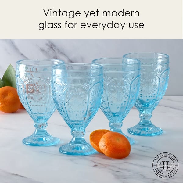 Fitz and Floyd Trestle Goblet Aqua Set of 4 On Sale Bed Bath