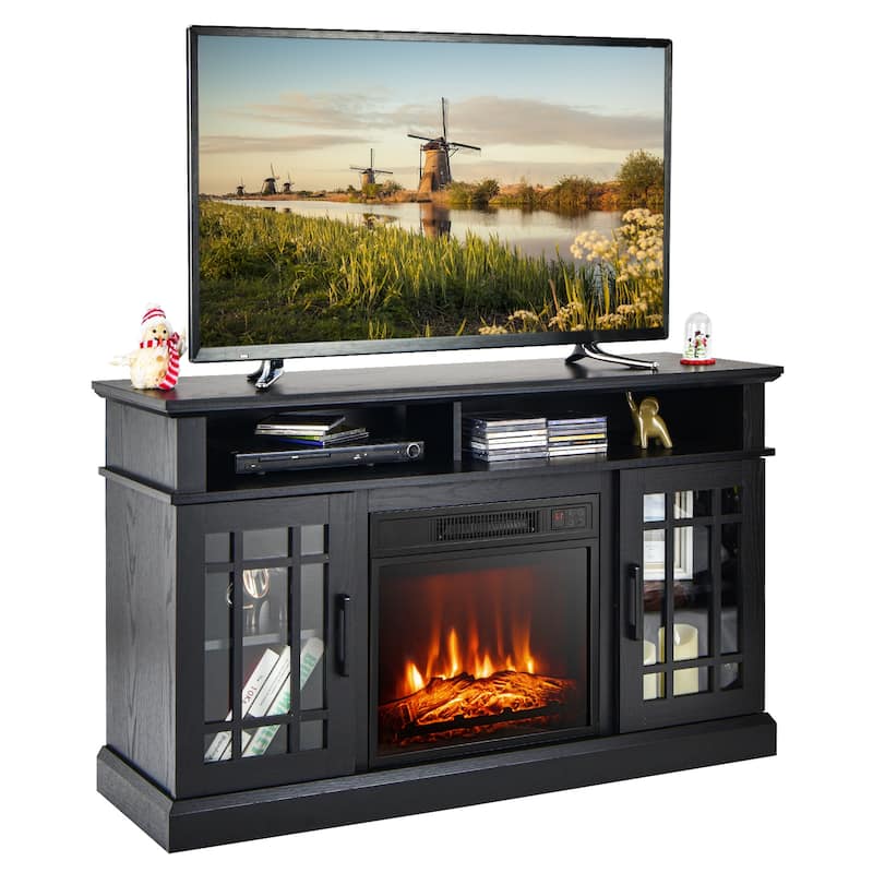 Gymax 48" TV Stand Console Cabinet w/ Fireplace Entertainment Center - 48'' x 16'' x 30''