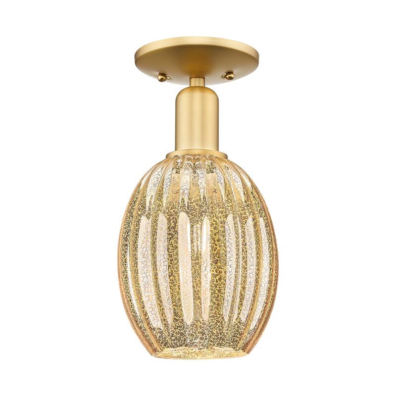 Innovations Lighting 716-1C-12-6 Preston Semi-Flush Preston 6" Wide - Satin Gold / Mercury