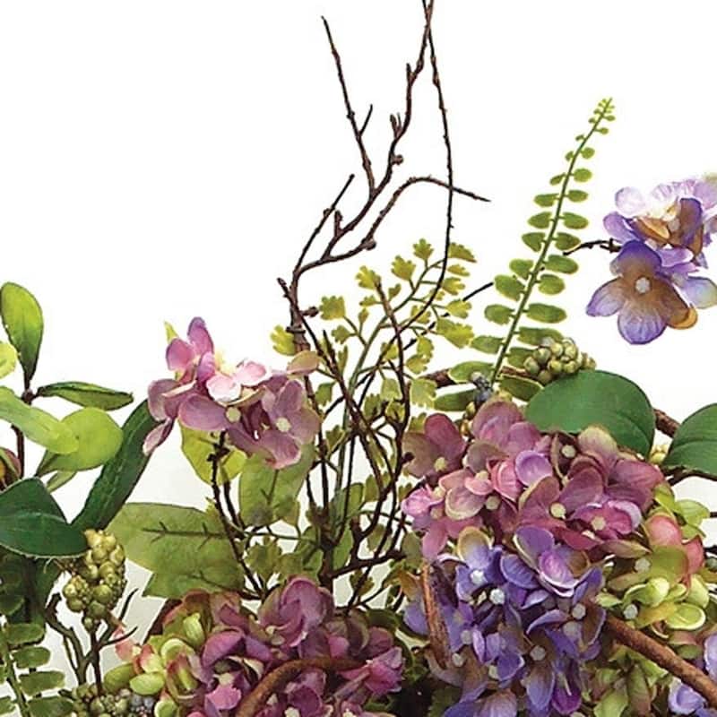 HomeRoots 22" Purple Artificial Summer Hydrangea Wreath
