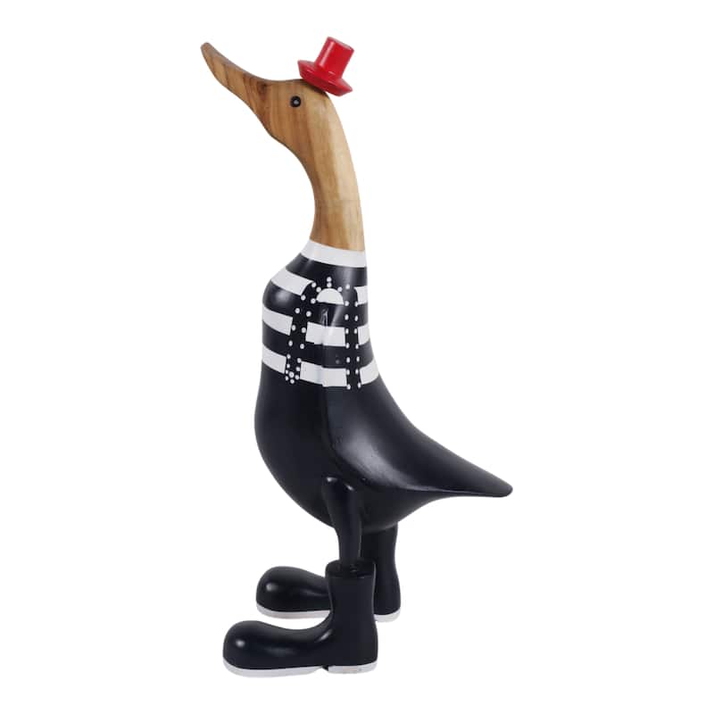 Decorative Wooden Duck Figurine Sculpture - 16.0"