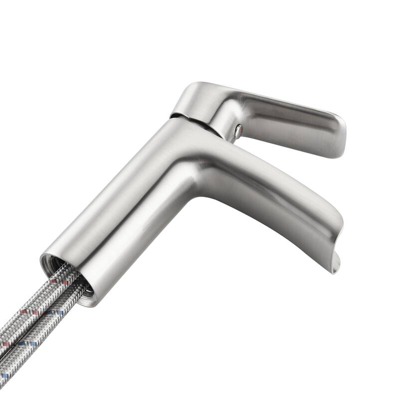 Modern Waterfall Single Handle Bathroom Sink Faucet with Overflow Pop Up Drain, Anti Corrosion and Rust Resistant