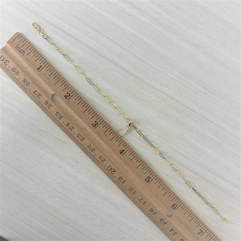 Joelle Collection Diamond Initial Letter A-Z Bracelet Paperclip 14K Gold 7" Chain 1/10 TDW Bracelet