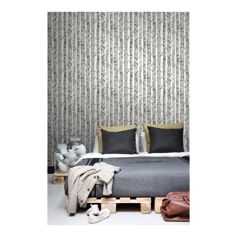ESTA Home Merman Light Grey Birch Tree Wallpaper - 20.5 x 396 x 0.025