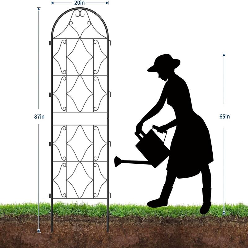 2-Pack Metal Garden Trellis for Climbing Plants Rust-Proof Panels with Scroll Design for Vines Roses and Tomatoes Black