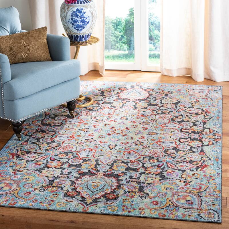 SAFAVIEH Provance Ortrud Vintage Boho Oriental Rug - 5'3" x 7'6" - Aqua/Black