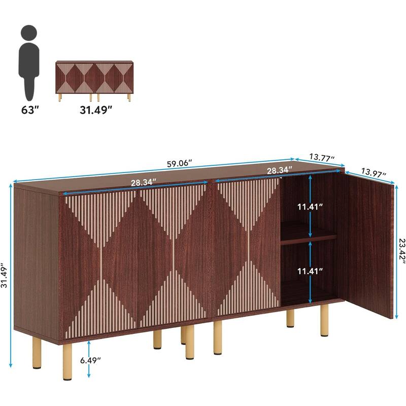 Freestanding Floor Cabinet, Classic 55 inches Sideboard