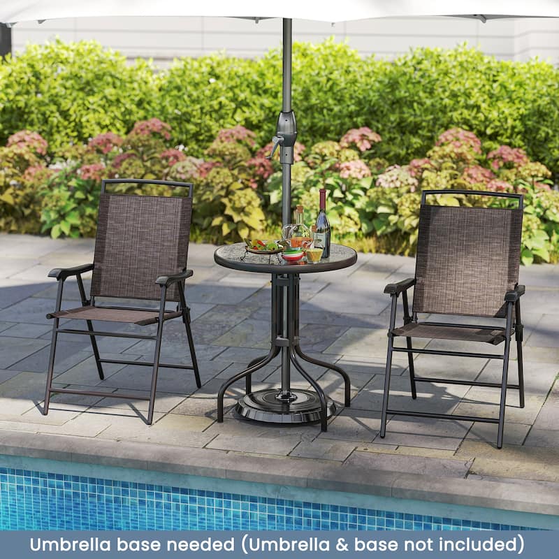 Gymax 3 PCS Outdoor Bistro Dining Furniture Set w/1.57'' Umbrella Hole