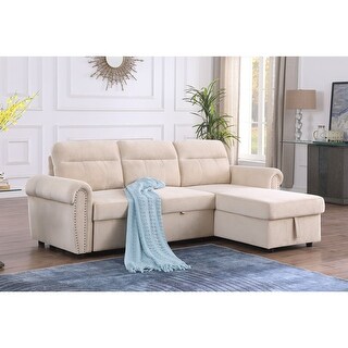 Upholstered Reversible Sleeper Sectional Sofa - Bed Bath & Beyond ...