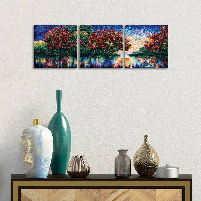 iCanvas "Rippled Sunset Palette Knife Painting" by OLena Art 3-Piece Canvas Wall Art Set - 12x36x1.5