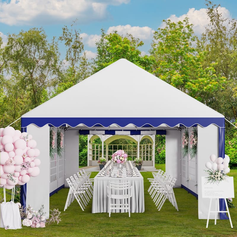 13 x 26 FT Wedding Party Tent with 8 Removable Walls Outdoor PE/Iron Heavy Duty Gazebo Canopy Tent