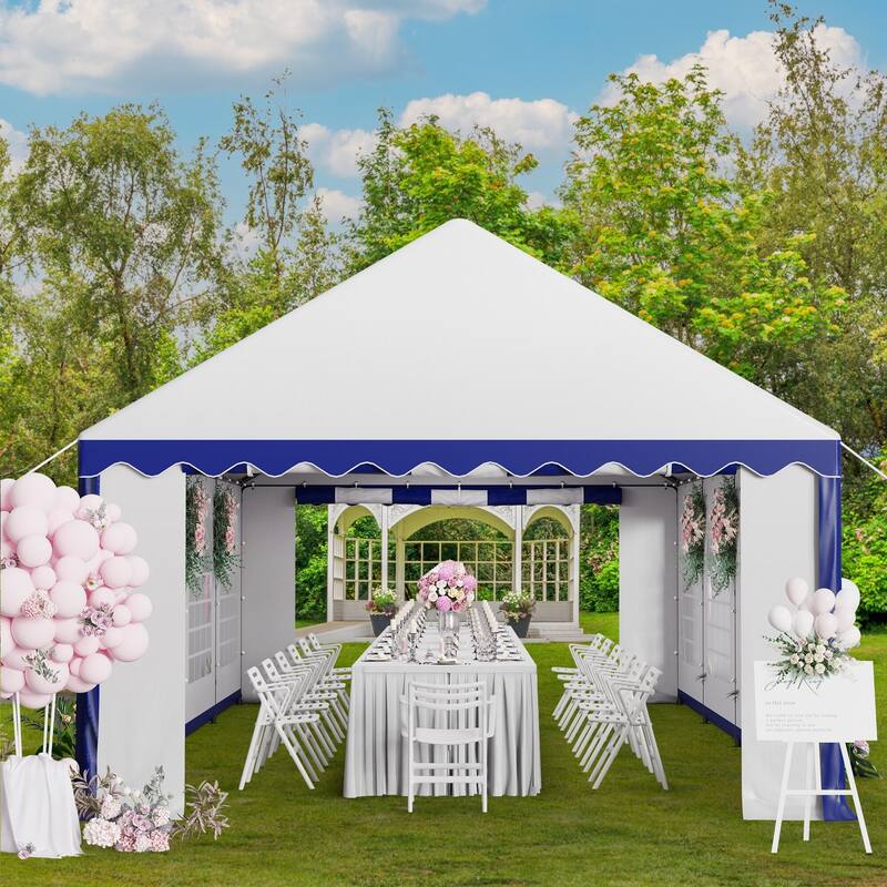 13 x 26 ft Wedding Party Tent with 8 Removable Walls Outdoor PE/Iron Heavy Duty Gazebo Canopy Tent