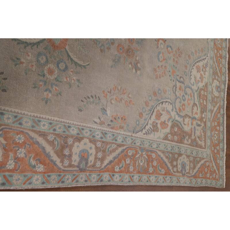 Hand Knotted Oriental 100% Wool Carpet Traditional Floral Beige & Ivories Tabriz Area Rug - 12' 11'' X 9' 9''