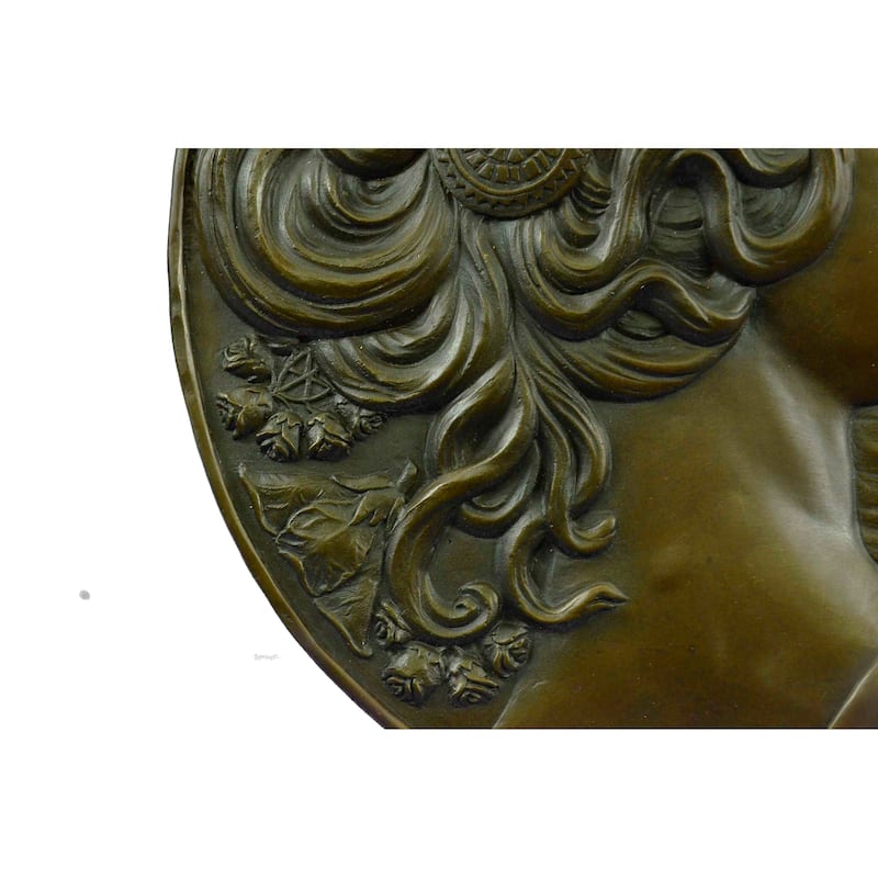 Michelangelo Wall Piece Profile Young Woman Bas Relief Bronze Sculpture Figurine