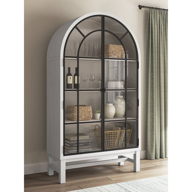Signature Design by Ashley Chadworth Display Cabinet - 44.63" W x 18" D x 80.25" H - White/Black