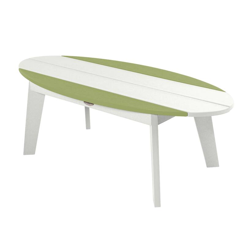 Shoreline Surfboard Outdoor Coffee Table - White and Palm Green