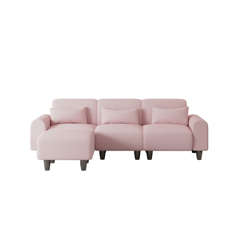 84.6" Teddy velvet L-shaped modular sofa